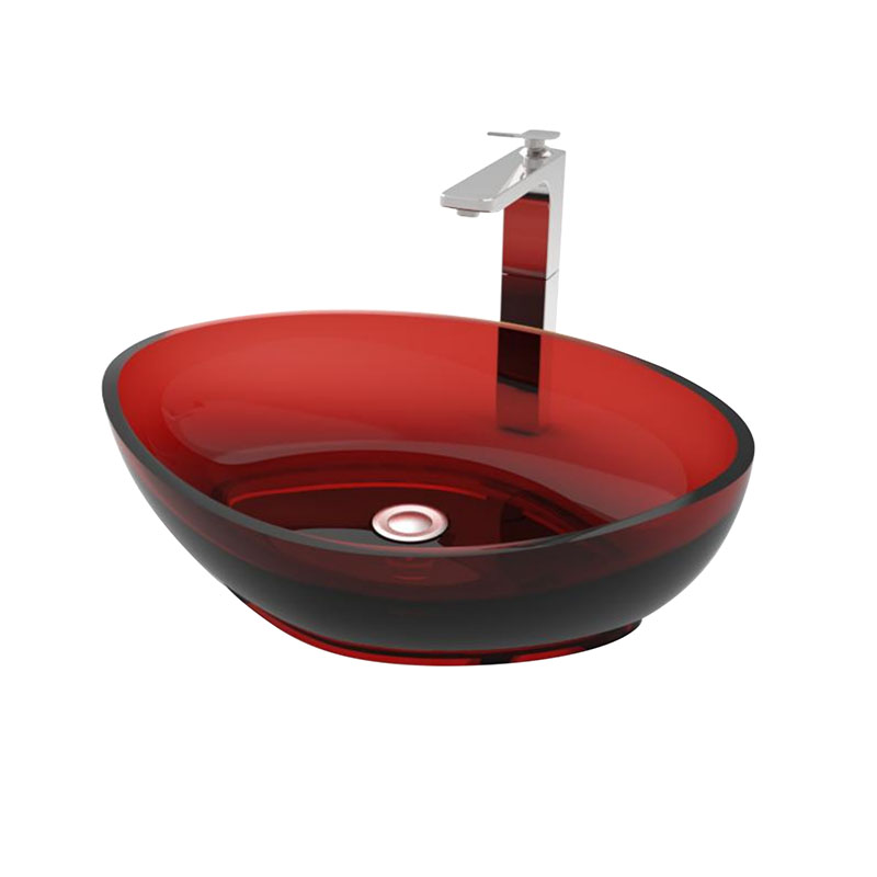 Површински монтиран шарен транспарентен слив на countertop